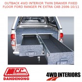 OUTBACK 4WD INTERIOR TWIN DRAWER FIXED FLOOR FORD RANGER PK EXTRA CAB 2006-10/11